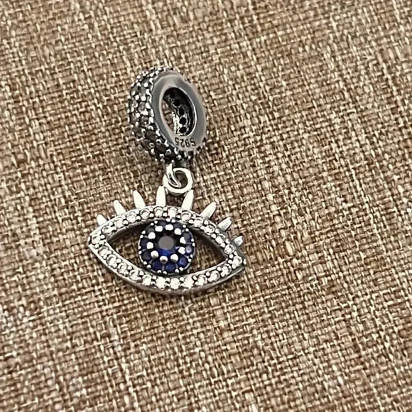 S925 Stamped Evil Eye Charm - Picture 2 of 6